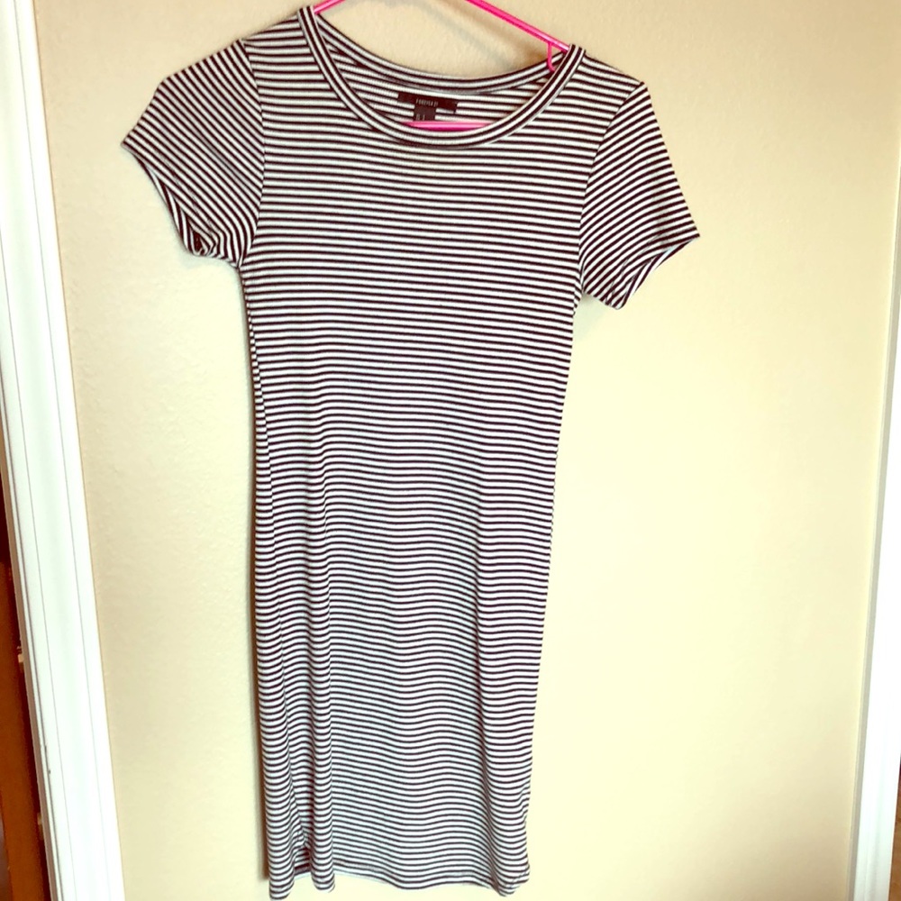 Black and White Striped Fitted Dress